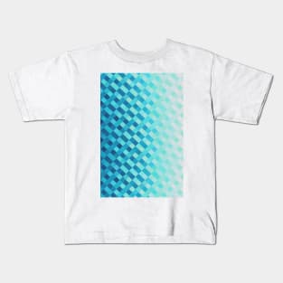 Aqua Blue Light Abstract Grid Pattern Design Kids T-Shirt